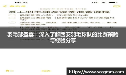 羽毛球盛宴：深入了解西安羽毛球队的比赛策略与经验分享
